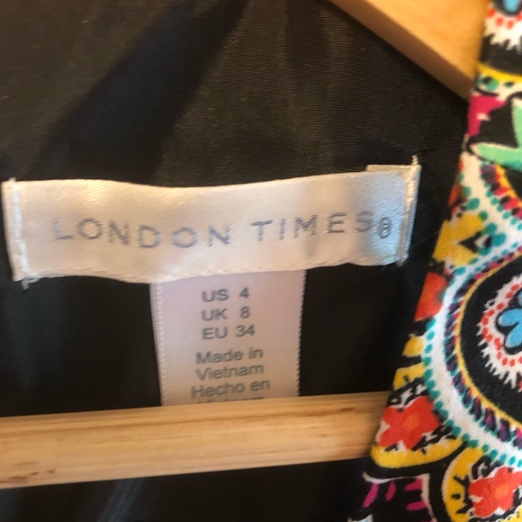 London Times Black Print Dress Size 4 NWT - Picture 5 of 6